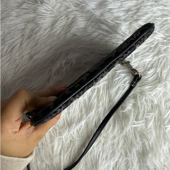 COACH Black Gray Signature Canvas Wristlet - Picture 3 of 6